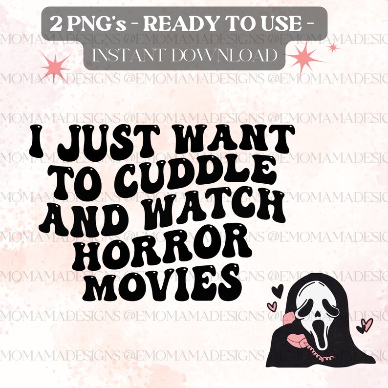 Cuddle and Watch Horror Movies PNG Female Horror Movie - Etsy