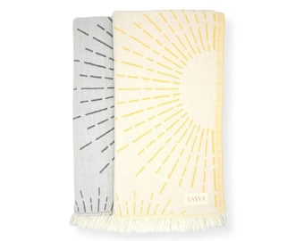 Towel | Beach towel | Pestemal | Sauna towel | Hammam towel made of 100% premium cotton from Turkey | With sun motif