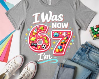 J'avais 6 ans, maintenant 7 ans, je suis une chemise, t-shirt pour garçon pour le 7e anniversaire, anniversaire coloré, cadeau d'anniversaire de sept ans, chemise d'anniversaire pour garçon