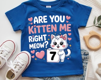 Bist du Miau? 7 Shirt, 7. Geburtstag Mädchen T-Shirt, süßes Geschenk zum 7. Geburtstag für Mädchen, sieben Jahre altes Shirt