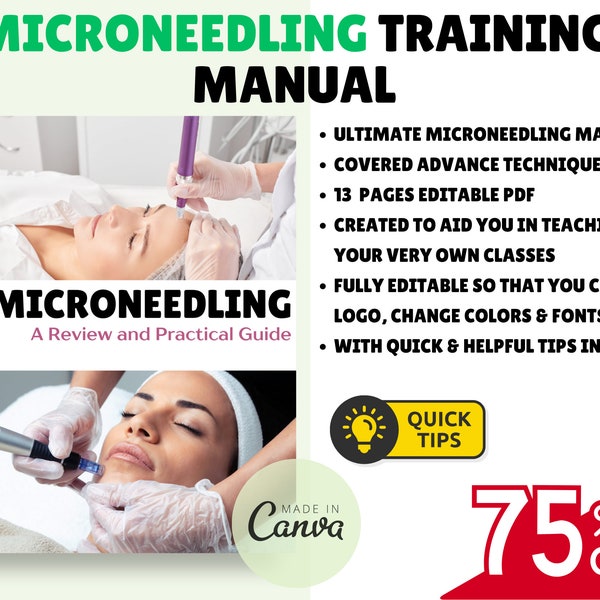 Microneedling Anleitung, Dermapen Anleitung, Dermaroller Anleitung, Dermastamp, Cosmetology Training eBook, Editable