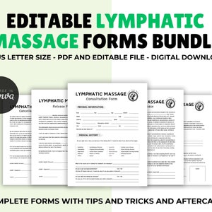 Editable Lymphatic Massage Intake Form, Lymphatic Drainage Form, Canva Template, Massage Consent Form, Massage Therapist, Digital Downloads