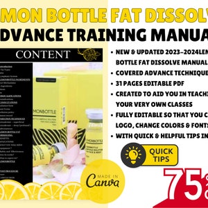 Lemon Bottle Fat Dissolving Training Manual, Lemon Bottle Fat Dissolve, Editable Lipolysis Training Guide, Mesotherapy Manual, Edit in Canva image 2