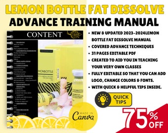 Lemon Bottle Fat Dissolve Training Manual: Editable Lipolysis Guide (canva) 
