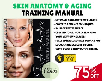 Trainingshandleiding huidanatomie en veroudering: bewerkbare cursus e-boek (Canva)
