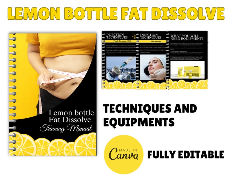 Lemon Bottle Fat Dissolving Training Manual, Lemon Bottle Fat Dissolve, Editable Lipolysis Training Guide, Mesotherapy Manual, Edit in Canva image 5