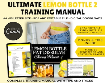 Lemon Bottle Fat Dissolving 2 Training Manual, Lemon Bottle Fat Dissolve, Editable Lipolysis Training Guide,Mesotherapy Manual,Edit in Canva