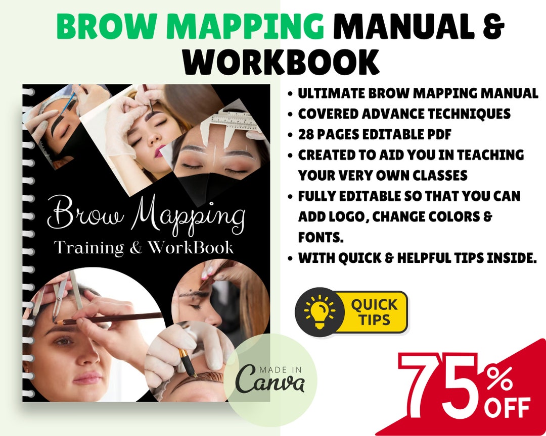 Trainer Guide Mapping Brow Mapping Printable Manual Template Training Eyebrow Design Canva ...