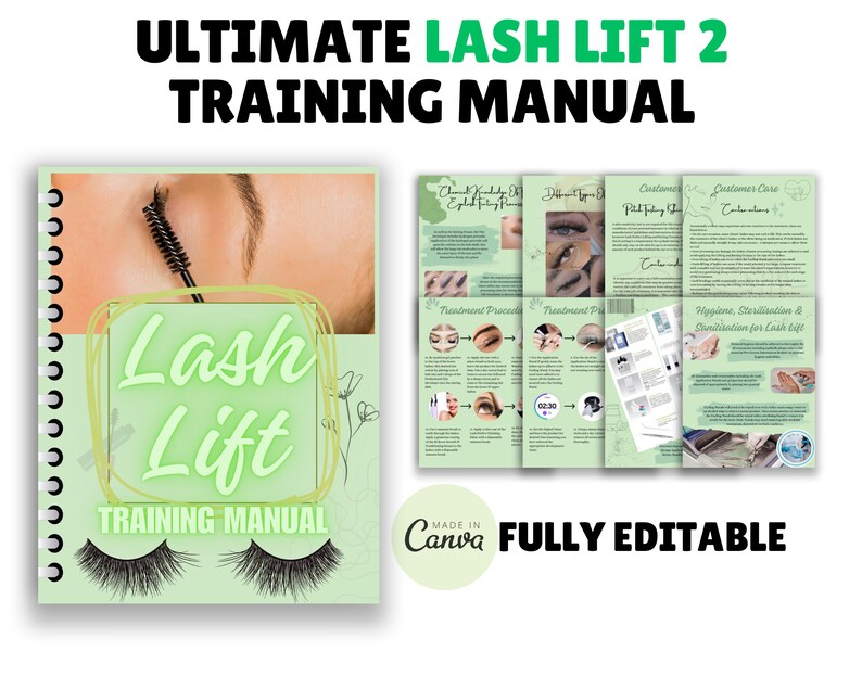 Lash Lift & Tint Training Manual: Editable Canva Course (digital ...