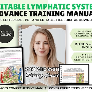 Lymphatic System Training Manual Canva Editable Course Ebook Tutorial Lesson Educator Student Class Learn Guide Lymphatic Drainage Massage