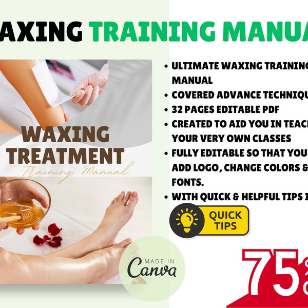 Editable Advance Intimate Waxing Training Manual, Body Waxing Training Manual, Female Wax Course, eBook, Training Guide, Waxing eBook