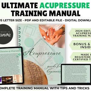 Editable Acupressure Training Manual, Reflexology Manual, Acupuncture, Massage Manual, Acupressure Chart, Digital Downloads