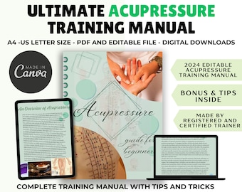 Editable Acupressure Training Manual, Reflexology Manual, Acupuncture, Massage Manual, Acupressure Chart, Digital Downloads