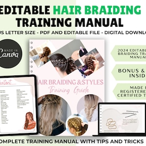 Hair Braiding Training Manual, Hair Braiding Training Guide, Braids & Locks Hair Class, Student Manual, Hair Braiding Course, Edit in CANVA