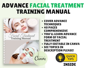 Facial Treatments Training Manual: Beauty Course Guide (Canva Editable)