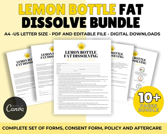 lemon bottle fat dissolving instructions Lemon Bottle Fat Dissolving Forms: Client Intake & Consent (canva Editable,  Digital Download)