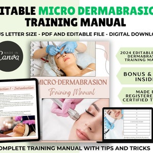 Microdermabrasion Facials Training Manual, PDF Ebook, Esthetician, Cosmetology, Student, Tutor, Learn, Teach, Edit in Canva