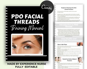 PDO Facial Threads Training Manual: Beginners Thread Lifts (Editable Canva)