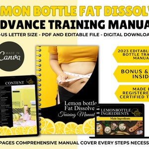 Lemon Bottle Fat Dissolving Training Manual, Lemon Bottle Fat Dissolve, Editable Lipolysis Training Guide, Mesotherapy Manual, Edit in Canva image 1