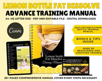 Lemon Bottle Fat Dissolving Training Manual, Lemon Bottle Fat Dissolve, Editable Lipolysis Training Guide, Mesotherapy Manual, Edit in Canva