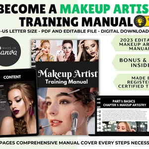 Ultimate Makeup Training Manual 2023, Makeup Artist Training Guide, Makeup Course, MUA Manual, Makeup Student, MUA Tutor, Edit in Canva