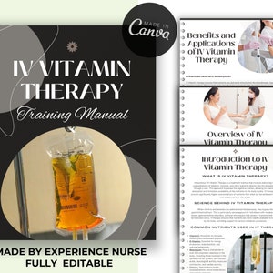 IV Vitamin Therapy Training Manual, Editable Training Guide, Nutrient Therapy, IV Cocktails, IV Hydration Training Manual, Edit in Canva