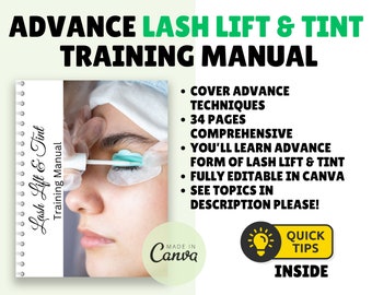 Lash Lift & Tint Editable Manual Canva Course Ebook Tutorial Step by ...