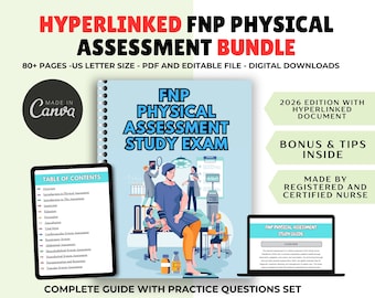 FNP Physical Assessment Study Guide 2026, Hyperlinked (Digital Download)