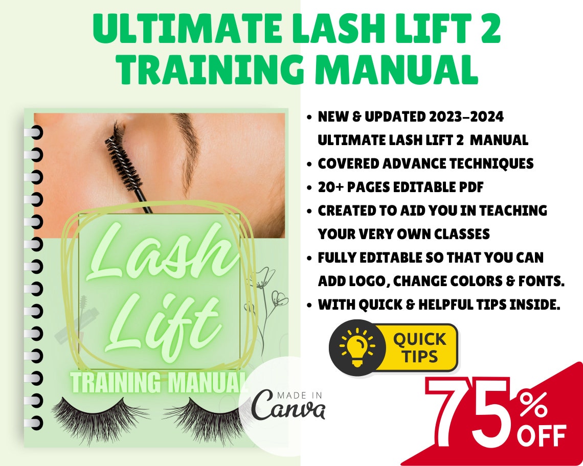 Lash Lift & Tint Training Manual: Editable Canva Course (digital ...