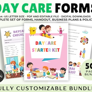 Formulaires anticipés de contrat de garderie + pages, kit de démarrage pour garderie, formulaires de garde d&#39;enfants, formalités administratives pour la garderie, ensemble complet de formulaires de garde d&#39;enfants à domicile