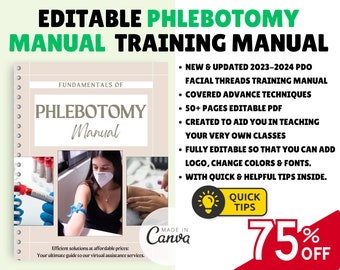 Phlebotomy Training Manual: Editable Beauty Training Resources (Canva)