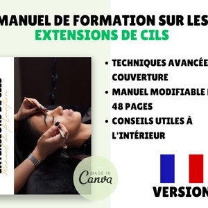 Manuel de formation sur l’extension des cils - Manuel d’extension des cils - Manuel de formation sur les cils - Hybride, Classique - CANVA