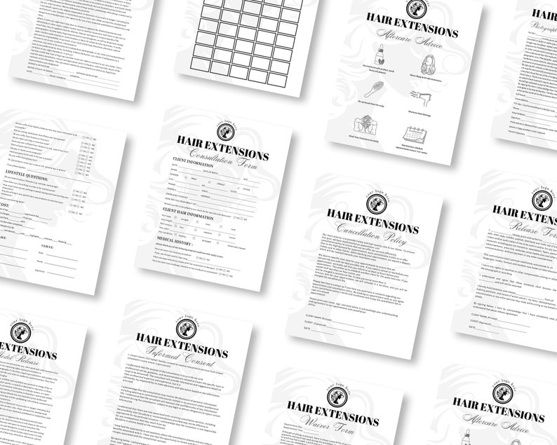 Editable Hair Extensions Contract,hair Extensions Consultation Form