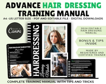 Manual de Treinamento de Cabeleireiro: Guia de Negócios para Extensão de Cabelo (Canva Editável, PDF)