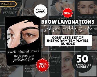 Brow Lamination Instagram Templates: PMU Artist Posts (Canva)