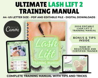 Lash Lift & Tint Editable Manual Canva Course Ebook Tutorial Step by ...
