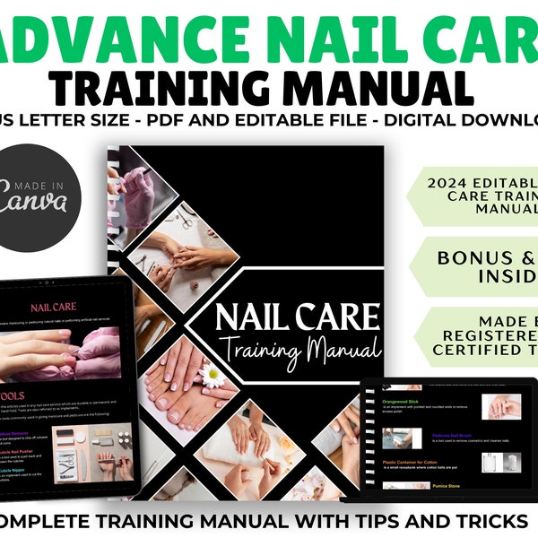 Acrylic E-Book Training Manual,  Editable Nail Course for Nail Technicians, Acrylic Nails Manual, Nail Extensions, Gel Nails Course