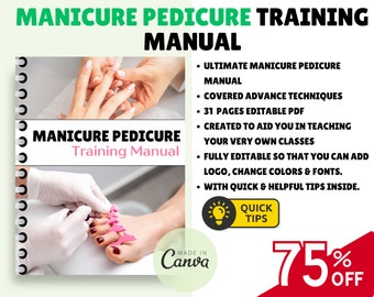 Editable Manicure & Pedicure Training Manual: Nail Tech Course (PDF)