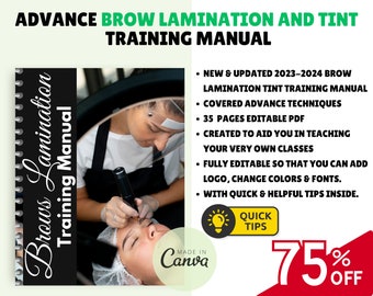 Brow Lamination Printable Manual Template Training Canva Editable Course Ebook Tutorial Lesson Trainer Educator Class Learn Eyebrow Guide