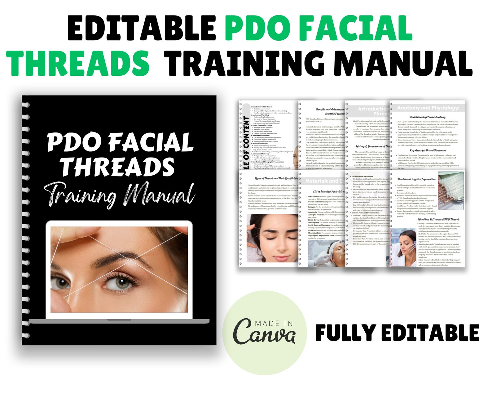 PDO Facial Threads Training Manual: Beginners Thread Lifts (editable ...