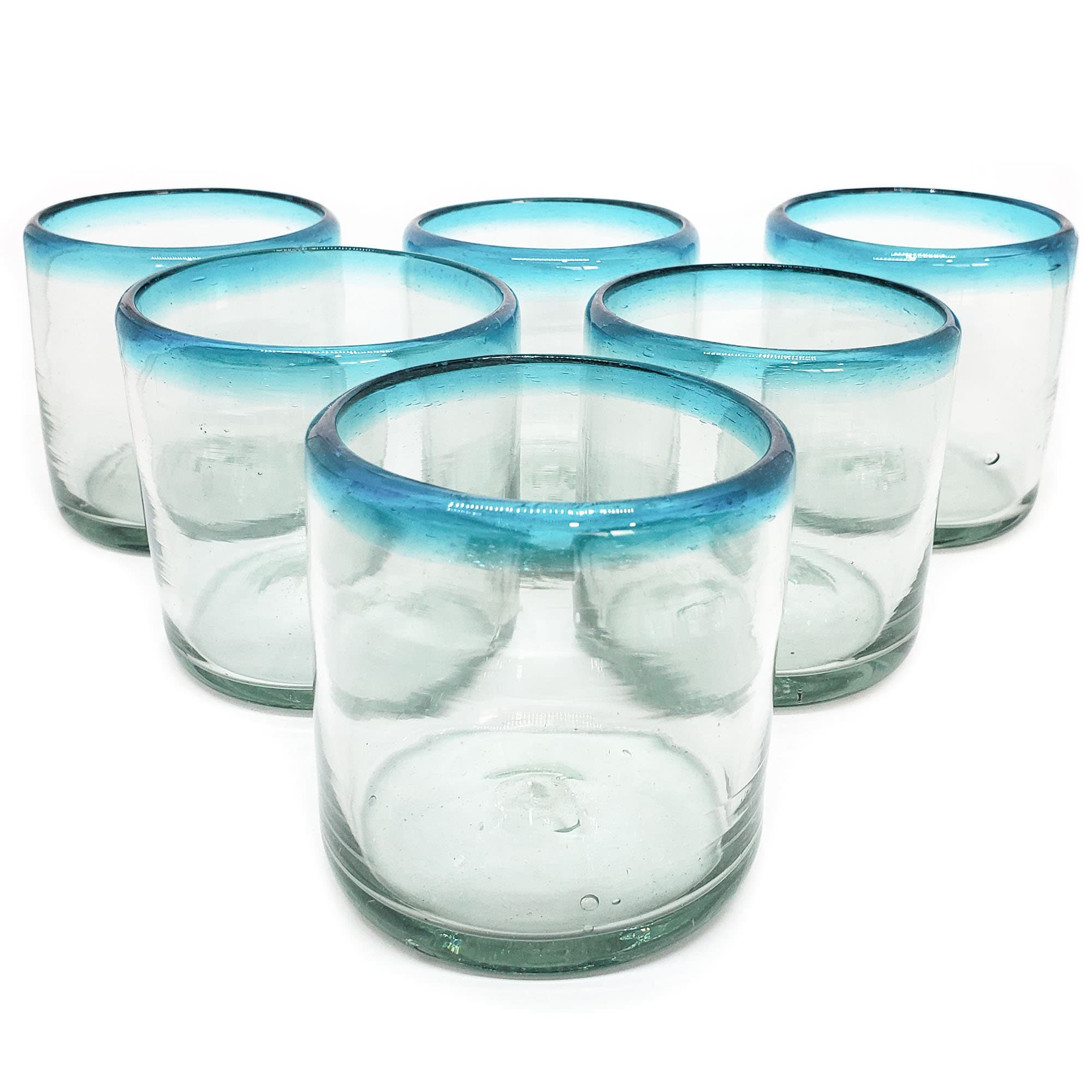 MEXHANDCRAFT Mexican Blown Glass Drinking Glasses Clear (Set of 6)