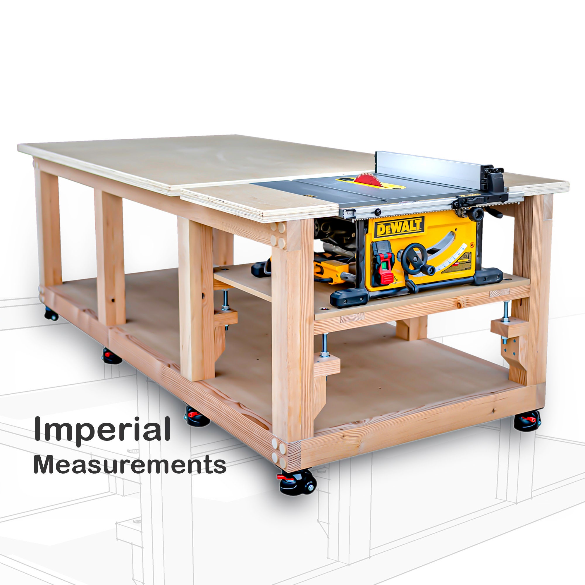 Table Saw WORKBENCH Plan Imperial Etsy
