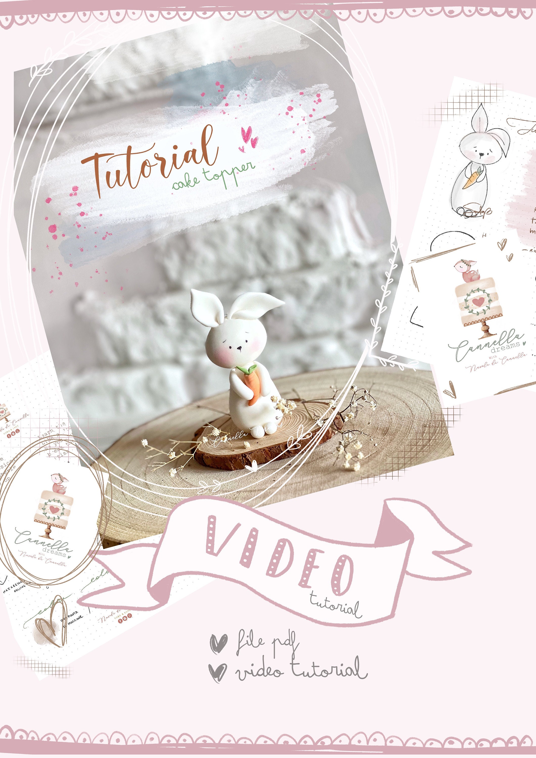 Fondant Rabbit Cake Topper Video Tutorial PDF Template-sugar Rabbit ...