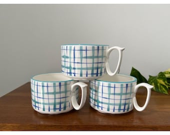 Anthropologie Hilde Plaid Mugs Set of 3