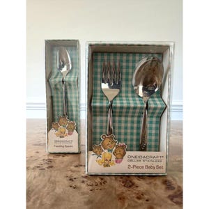 Vintage Oneidacraft Baby Flatware Set with Goldilocks Boxes