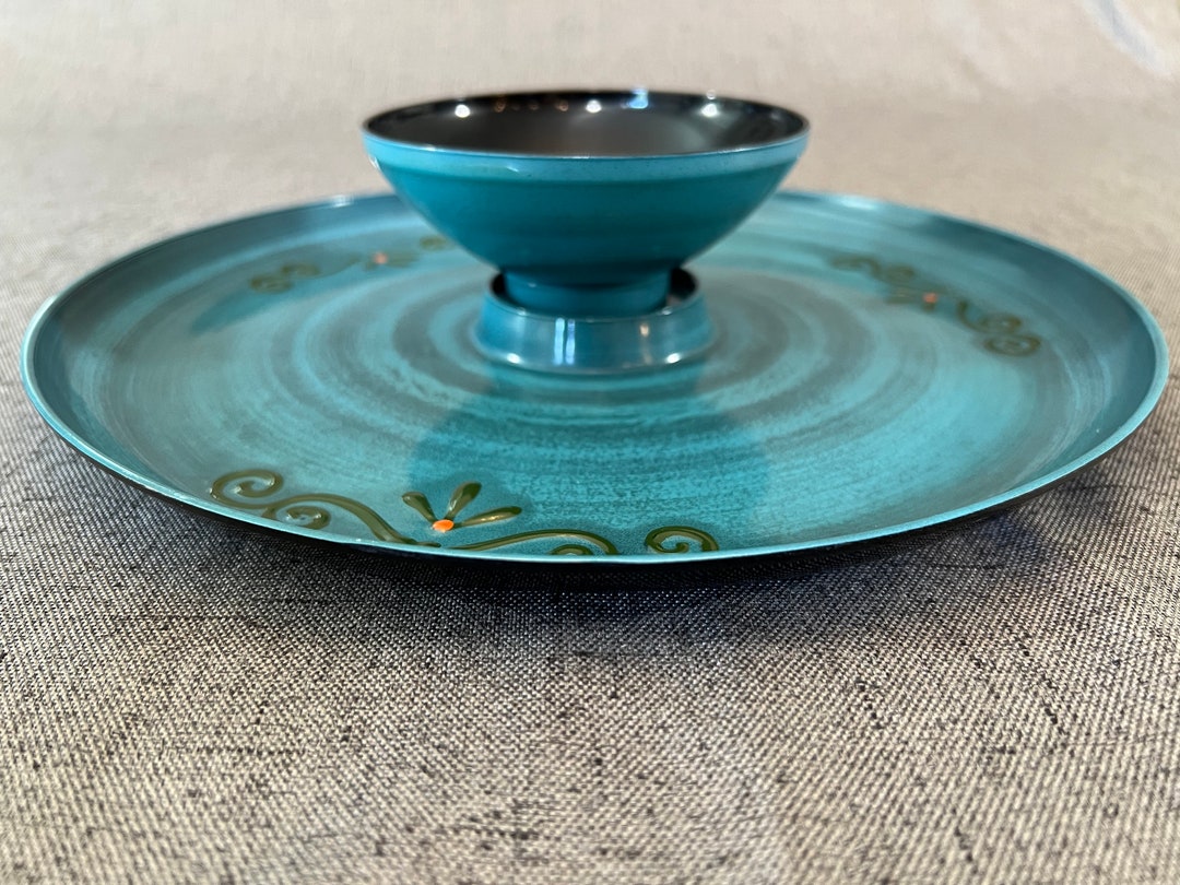 Vintage DAVAR Lacquered Serving Plate With Dip Bowl Dated 1965 Etsy