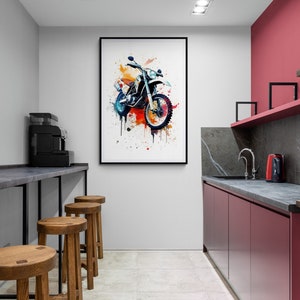 Gemälde Cartoon Illustration Motorrad Jugendstil perfekte Wanddekoration Street Art Kinderzimmer Motorradliebhaber Design