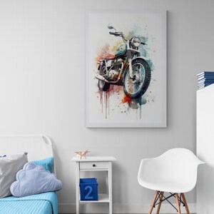 Motorcycle Adventure Cartoon Wall Art Painting Perfect Room Decor Gift Motorcycle Enthusiasts Vibrant Colors Street Art Design