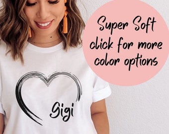 Gigi Heart Unisex Jersey Short Sleeve Tee; Gigi Shirt; Grandma Shirt; Mother's Day Gift; Grandmother Shirt; Birthday Gift For Gigi; Gigi Tee