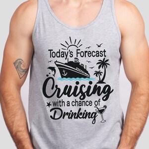Cruising with a Chance of Drinking Unisex Jersey Tank; Matching Cruise Tank Tops; Shirt for Cruise; Funny Cruise Tank Top; Cruise Tank Top